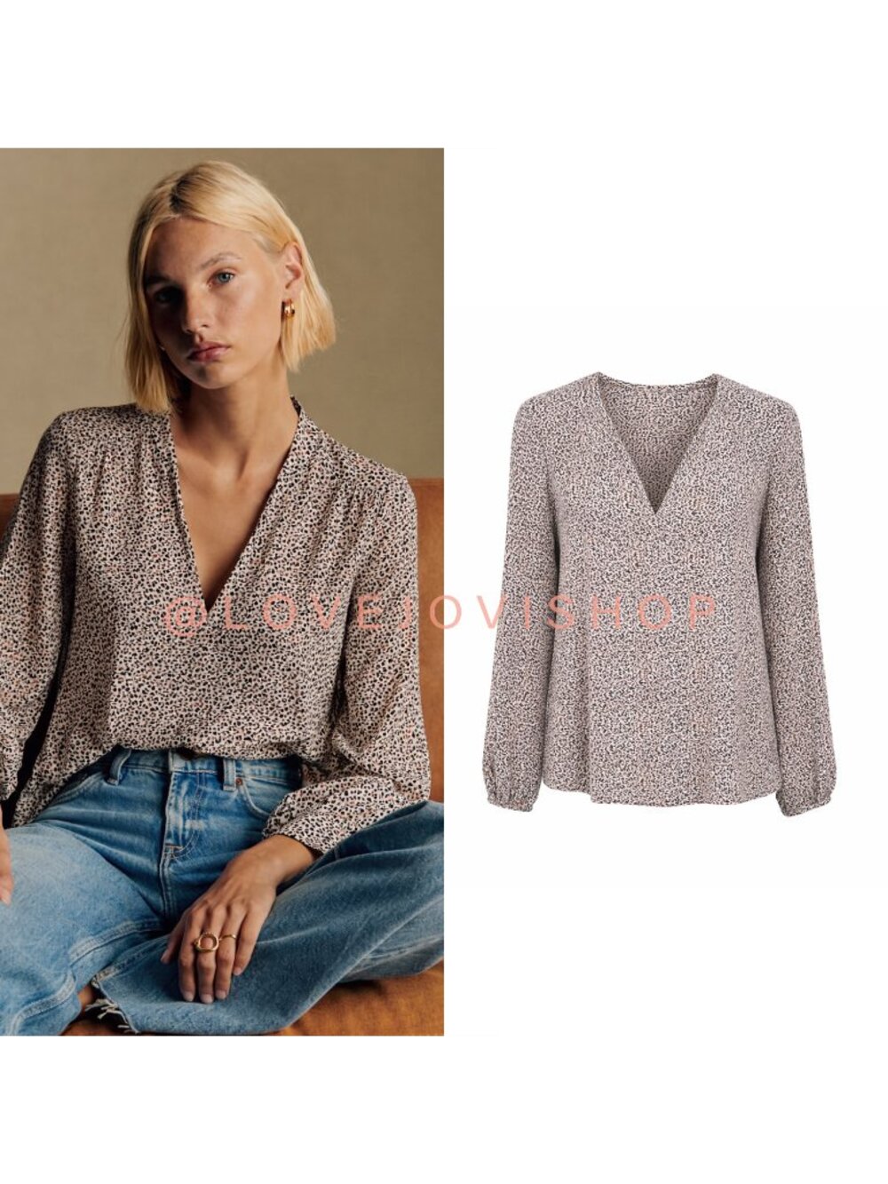 Feminine | Pleione for Anthropologie Abstract Print in Taupe Black | Sz XL | Top